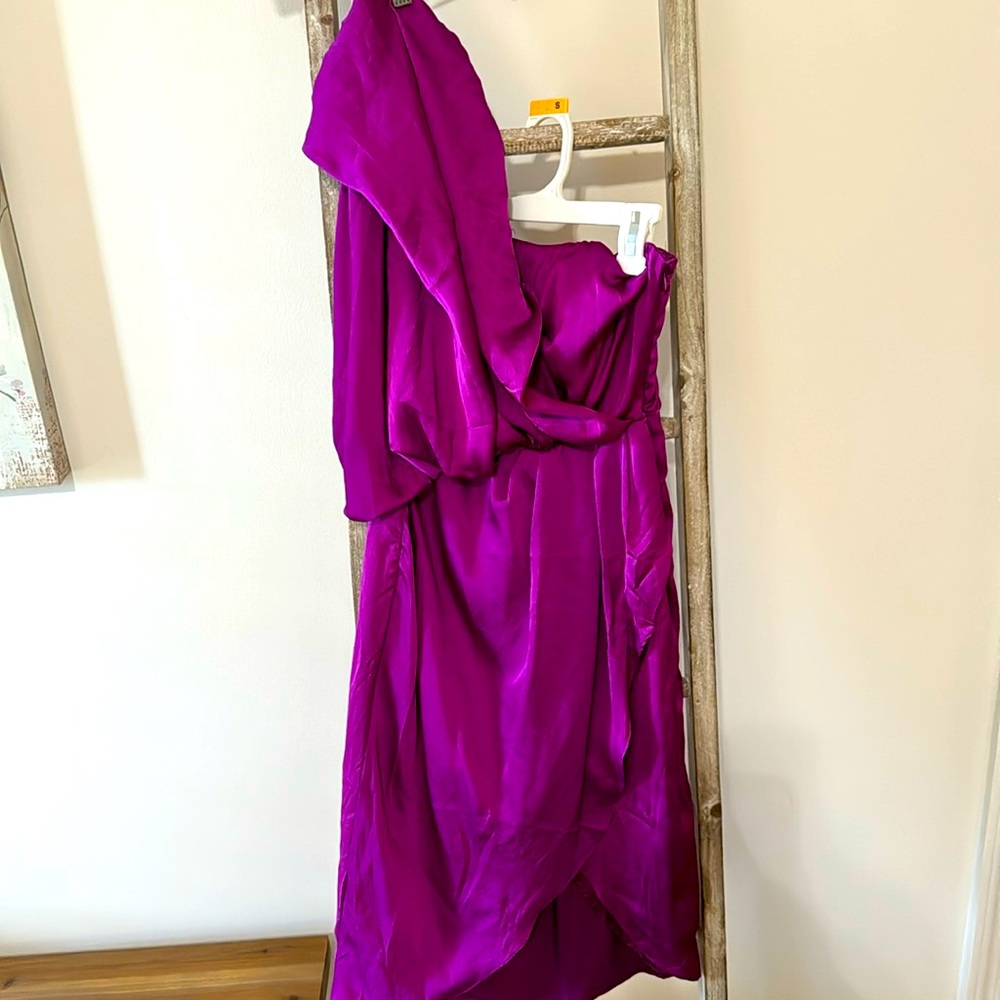 Draped one shoulder cocktail dress